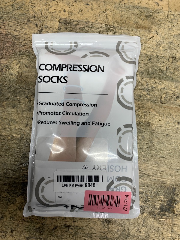 Photo 1 of +MD 2 Pairs mmHg Medical Compression Socks for Women & Men, Knee High Open Toe Stockings, Circulation Support & Comfort Hose Nude, Large