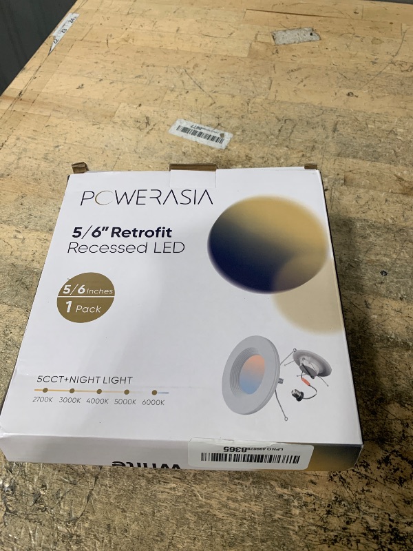 Photo 1 of 1 Pack 5/6 Inch LED Can Lights with Night Light, 5CCT Retrofit Recessed Lighting Selectable 2700K-6000K Dimmable, 12W=75W, 1200LM Downlight with Metal Smooth Trim - ETL and Energy Star Certified