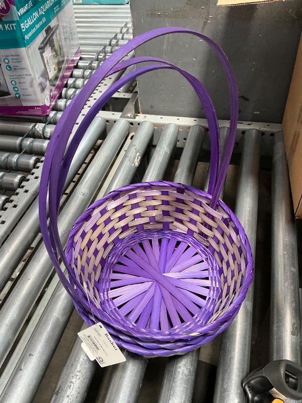 Photo 1 of (3) Round Woven Bamboo Easter Baskets with Hinged Handles