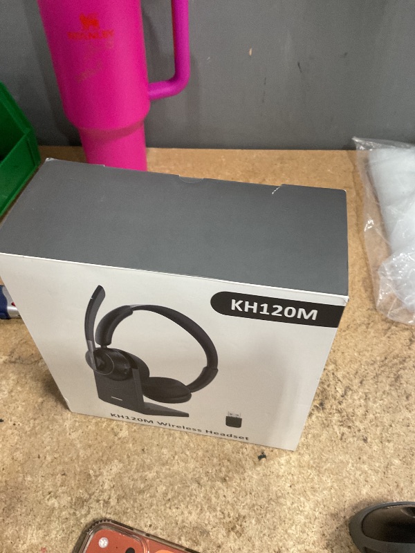 Photo 1 of (2025 Upgraded) Wireless Headset with Mic for Work, Bluetooth Headset with Noise Canceling Microphone with Dongle, Charging Base & Mic Mute, Wireless Headphones for Work from Home/PC/Computer