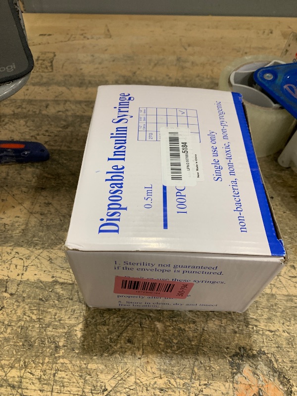 Photo 1 of 0.5ml Syringe with Cap, 31G 1/4" 6mm 1/2cc Syringes, Disposable Individual Package, Pack of 100