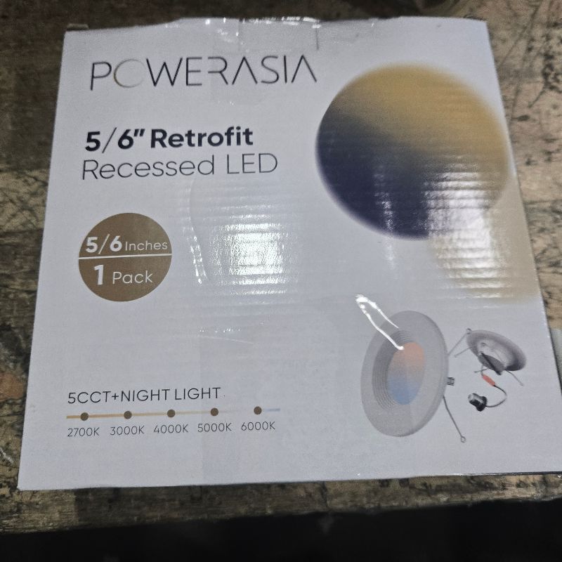 Photo 1 of 1 Pack 5/6 Inch LED Can Lights with Night Light, 5CCT Retrofit Recessed Lighting Selectable 2700K-6000K Dimmable, 12W=75W, 1200LM Downlight with Metal Smooth Trim - ETL and Energy Star Certified
