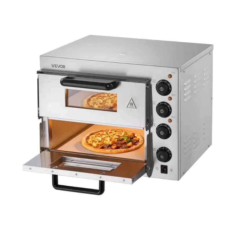 Photo 1 of VEVOR Commercial Pizza Oven Countertop, 14-Inch Double Deck Layer, Stainless Steel Electric Pizza Oven with Stone and Handle, Multipurpose Indoor Pizza Maker for Restaurant Home Pretzels Baked