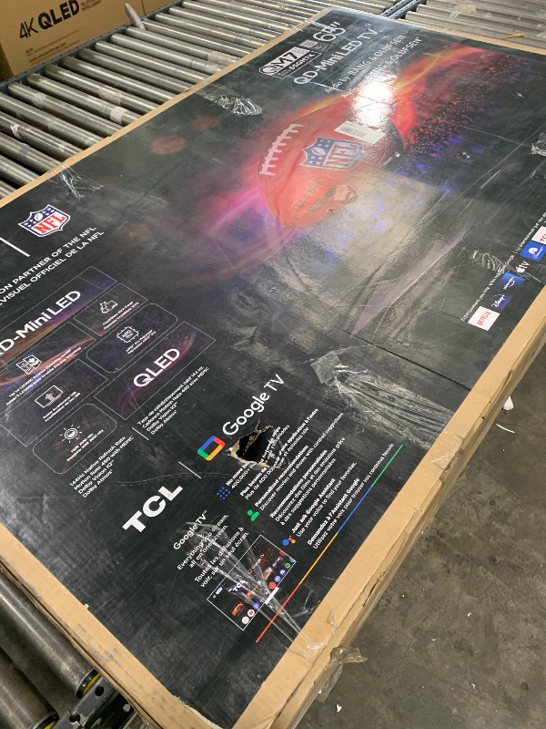 Photo 1 of TCL 65 Inch Class QM7K Series | Mini LED QLED 4K HDR | 65QM7K, 2025 Model | 120HZ-144HZ Anti Reflective Screen Smart Google TV Dolby Atmos Onkyo Audio | Voice Remote Alexa Gaming Streaming Television SALVAGE FOR PARTS ONLY