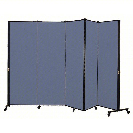 Photo 1 of SCREENFLEX Room Divider: 5 Panels, Opaque, Blue Panel, 69 in Overall Ht, 113 in Overall Wd, Foldable
