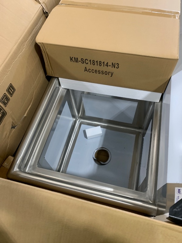 Photo 1 of KoolMore 60 in. Three Compartment 18-Gauge Stainless-Steel NSF Commercial Kitchen Sink, Bowl Size 18x18x14, with Three Basins and Pre-Drilled Faucet Holes for Restaurants and Cafes (KM-SC181814-N3)