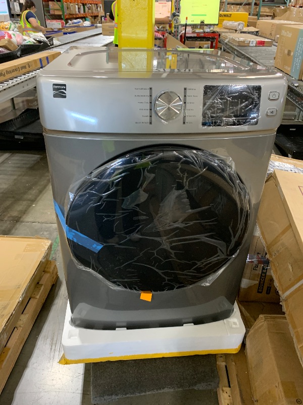Photo 1 of Kenmore 8.0 cu. ft. Front Load Electric Dryer with Wrinkle Guard & Accela Steam to Reduce Wrinkles, Static & Odors - Smart Sensor Drying - LED - ENERGY STAR Certified - Metallic Silver