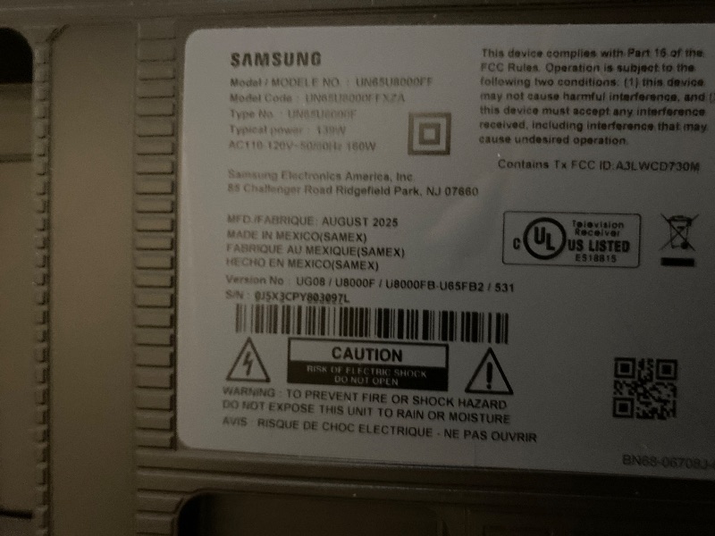 Photo 1 of Samsung 65-Inch Class Crystal UHD U8000F 4K Smart TV (2025 Model) Endless Free Content, Crystal Processor 4K, MetalStream Design, Knox Security, Alexa Built-in