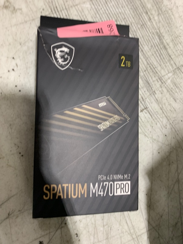 Photo 1 of msi SPATIUM M470 PRO PCIe 4.0 NVMe M.2 2TB Portable SSD, 2TB External Solid State Drive, Speeds Up to 6000MB/s, USB-C, Reliable Storage for Gaming, Students, Professionals, Black
