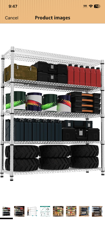 Photo 1 of M MZG 5 Tiers Shelf 3300 lbs Steel Storage Shelving Utility Shelving Unit Steel Organizer Wire Rack for Home,Kitchen,Office,Garage Chrome 17.7" D x 47.2" W x 70.3" H