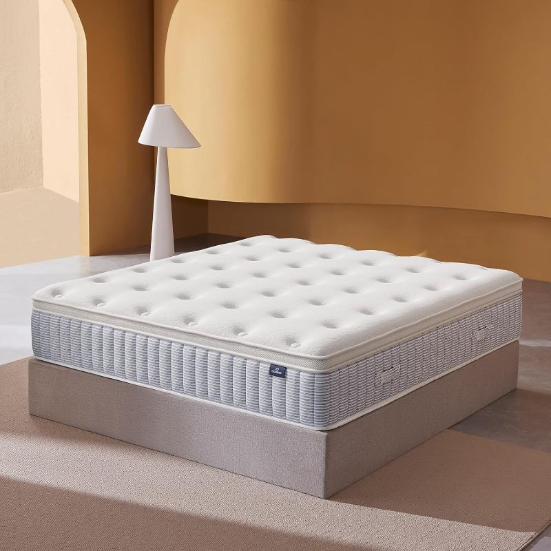 Photo 1 of  12 Inch King Size Mattress – Real Hybrid King Mattress Memory Foam, Reinforced Edge Support, Zoned Coils for Pressure Relief and No Motion Transfer (King (12 Inch))