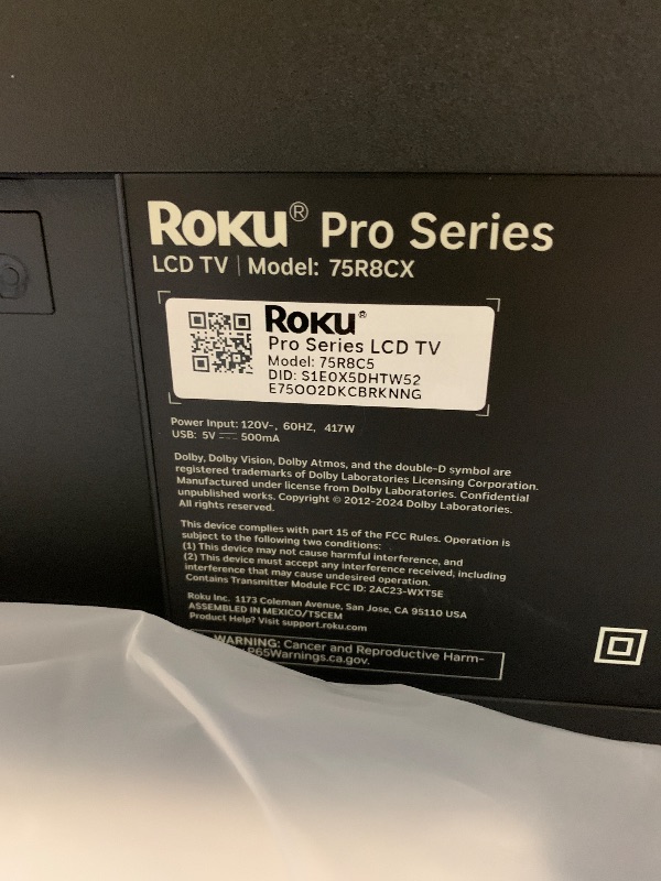 Photo 1 of Roku Smart TV – 75-Inch Pro Series, Mini-LED TV – RokuTV with Backlit Voice Remote Pro – Flat Screen 4K QLED Television with 120Hz Refresh Rate & Dolby Vision IQ, Live News, Sports, Entertainment