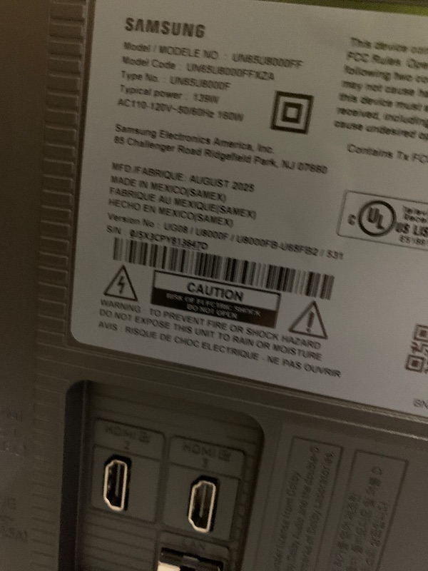 Photo 1 of Samsung 65-Inch Class Crystal UHD U8000F 4K Smart TV (2025 Model) Endless Free Content, Crystal Processor 4K, MetalStream Design, Knox Security, Alexa Built-in (PARTS ONLY)