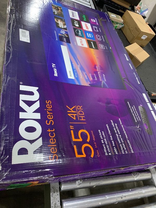 Photo 1 of Roku Smart TV – 55-Inch Select Series, 4K HDR TV – Roku TV with Enhanced Voice Remote – Flat Screen LED Television with Wi-Fi for Streaming Live Local News, Sports, Family Entertainment (PARTS ONLY)