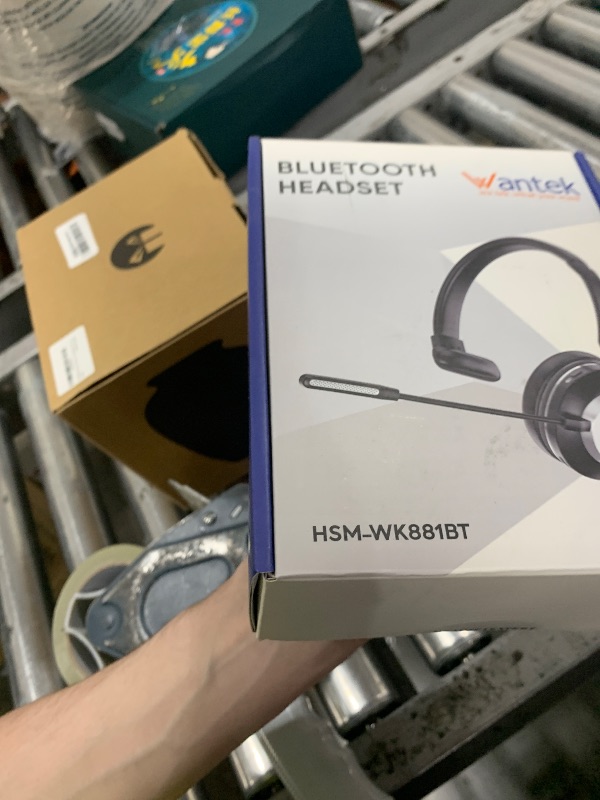 Photo 1 of Wantek Bluetooth Headset with USB Dongle for Computer, Single-Ear Wireless Headset with Noise Cancelling Microphone for Office & Truckers, Bluetooth V5.3 with Mute Button for Work
