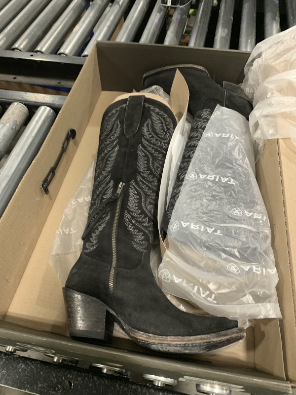View 3 of ARIAT Women's Laramie StretchFit Western Boot - Distressed Black Suede, 5.5 Narrow