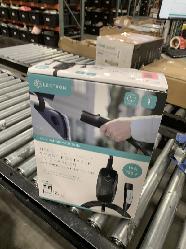Photo 1 of Lectron Level 1 Tesla Charger (WiFi Version) - 120V, 15 Amp, NEMA 5-15 Plug, 16 ft Cord - Portable Electric Car Charger for Tesla - Compatible with All Tesla Models S/3/X/Y/Cybertruck & NACS Evs