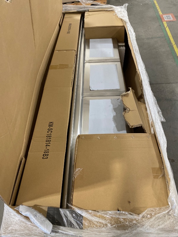 Photo 1 of KoolMore 90 in. Three Compartment 18-Gauge Stainless-Steel NSF Commercial Kitchen Sink, Bowl Size 18x18x14, with Three Basins and Pre-Drilled Faucet Holes and Two Drainboards (KM-SC181814-18B3)