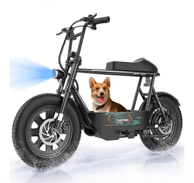 Photo 1 of Caroma Peak 1200W Electric Scooter with Seat, 16" Fat Tire Electric Dirt Bike, Max 30Miles Ranges, Top Speed 20Mph, Electric Motorcycle Mini Bike with Basket for Pets & Cargo, UL 2272 Certified