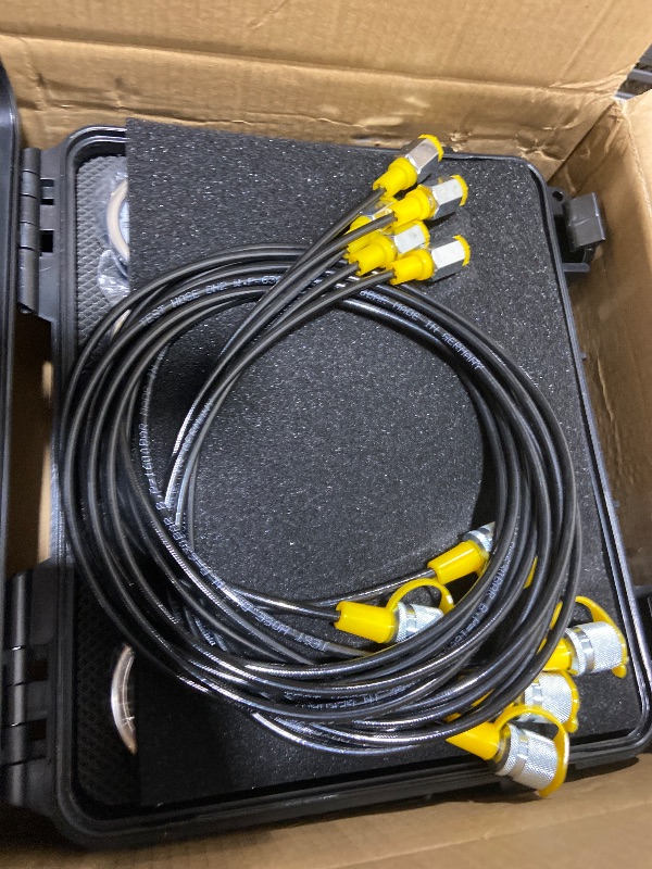 Photo 1 of GRYVOZE Hydraulic Pressure Test Kit with 5 Gauges(Max 10000 PSI), 13 Test Couplings 14 Tee Connectors 5 Test Hoses, Hydraulic Gauge Tester Set for Excavator, Construction, Machinery, and Mine