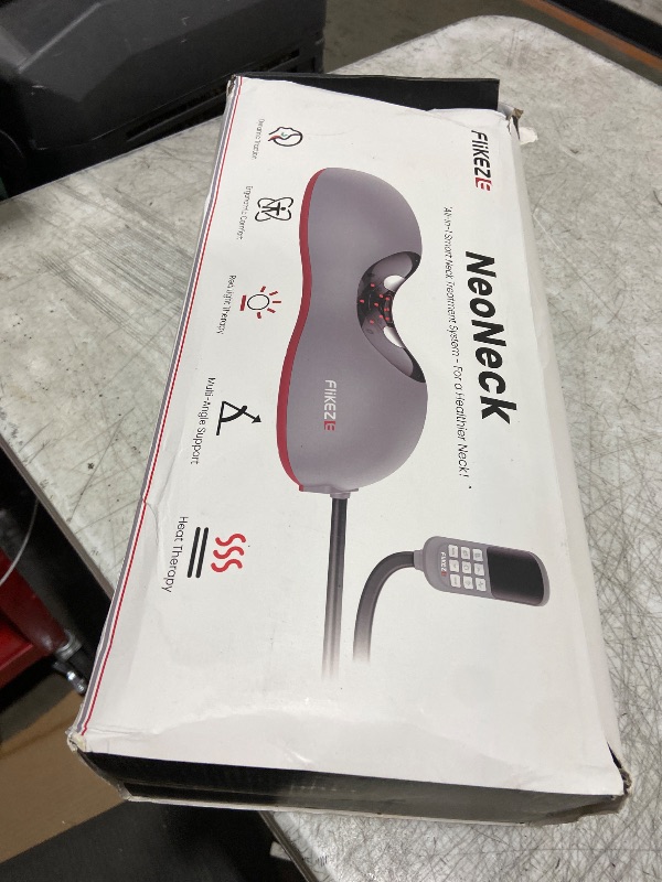 Photo 1 of FliKEZE Heated Neck Stretcher with Red Light Therapy, Wireless Cervical Traction Device for TMJ Pain Relief and Shoulder Relaxer, Neck Traction Massager Pillow for Home/Office Used, Grey