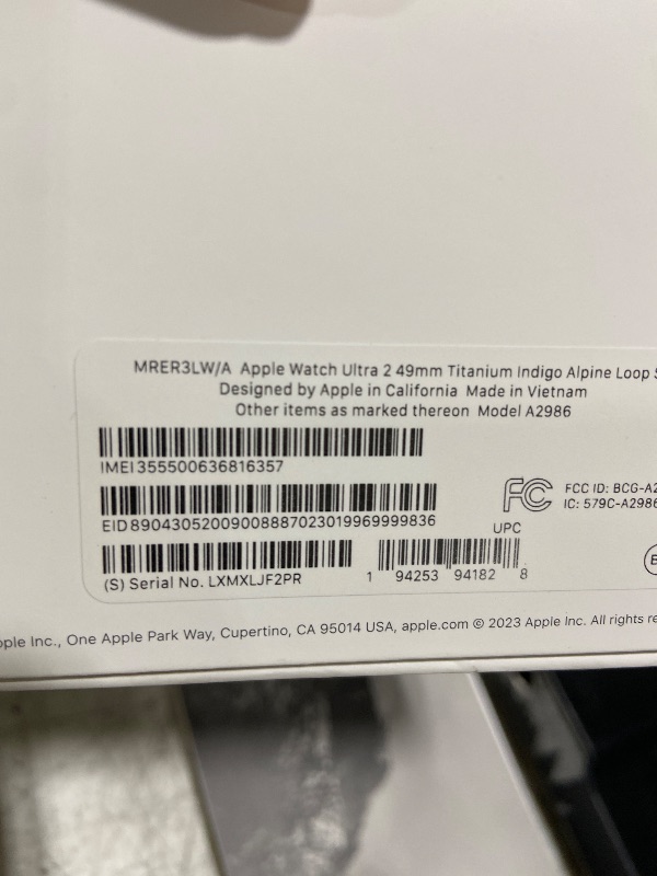 Photo 1 of Apple Watch Ultra 2 [GPS + Cellular 49mm] Smartwatch with Rugged Titanium Case & Indigo Alpine Loop Small. Fitness Tracker, Precision GPS, Action Button, Extra-Long Battery Life