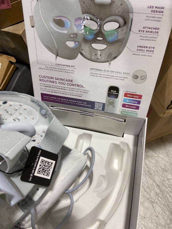 Photo 1 of Shark CryoGlow LED Face Mask with Under-Eye Cooling, Anti-Ageing & Blemish Repair, Red & Blue LED, Infrared Light Therapy, USB-C, Remote Control, Storage Bag, Blue Frost, FW312