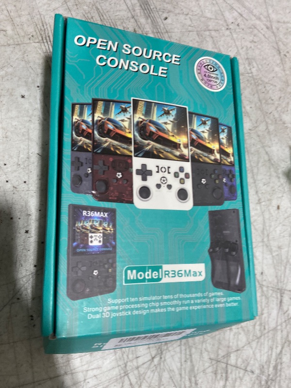 Photo 1 of R36MAX Retro Handheld Game Console, 4.0 Inch IPS Screen Retro Gaming Console,Linux System, 4000mAh Battery Portable Pocket Mini Arcade, Built-in 128G,Retro Black