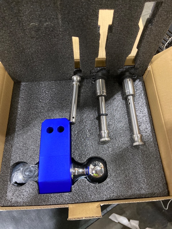 Photo 1 of METOWARE Adjustable Trailer Hitch - Aluminum Tow Hitch Fits 2-Inch Receiver - Heavy Duty Drop Hitch with 6-Inch Drop/Rise for Truck (14,000 LBS GTW), Double Stainless Steel Locks & Hitch Pin, Blue