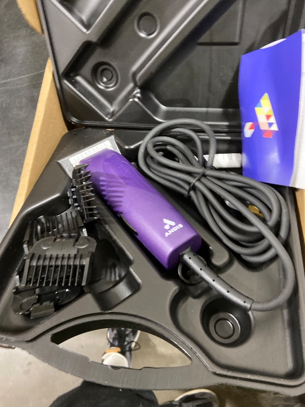 Photo 1 of Andis 24820 EasyClip Professional-Animal 7-Piece Detachable Ceramic Blade Clipper Kit, Frustration Free Packaging, Purple