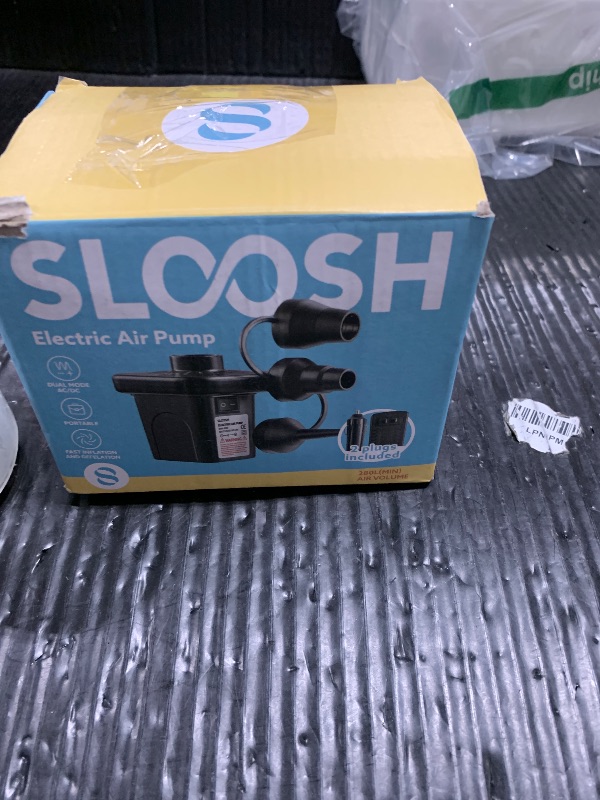 Photo 1 of SLOOSH Electric Air Pump for Inflatables, Quick-Fill Inflator Deflator with 3 Nozzles, Portable Air Mattress Pump for Beds, Pool Floats, Swimming Rings,Outdoor Camping Inflatable, AC/DC Adaptors