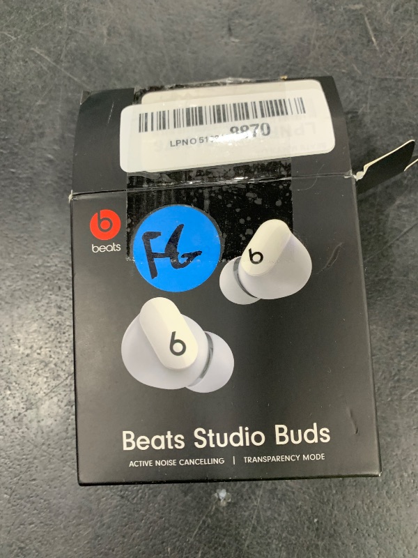Photo 1 of Beats Studio Buds - True Wireless Noise Cancelling Earbuds - Compatible with Apple & Android, Built-in Microphone, IPX4 Rating, Sweat Resistant Earphones, Class 1 Bluetooth Headphones - White