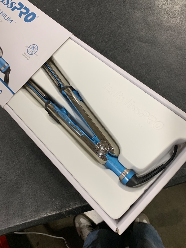 Photo 1 of BabylissPRO Nano Titanium Prima Ionic Hair Straightener, Curl and Straighten Hair With One Professional Tool, Blue