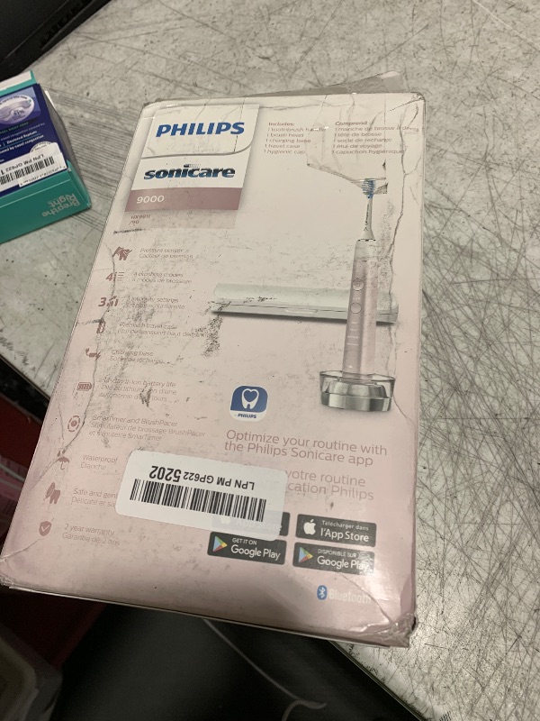 Photo 1 of Philips Sonicare DiamondClean 9000 Electric Toothbrush - Sonic Toothbrush with App, Pressure Sensor, 12 Brushing Settings, Replacement Reminder, Charging Stand, Travel Case, Pink, HX9911/90