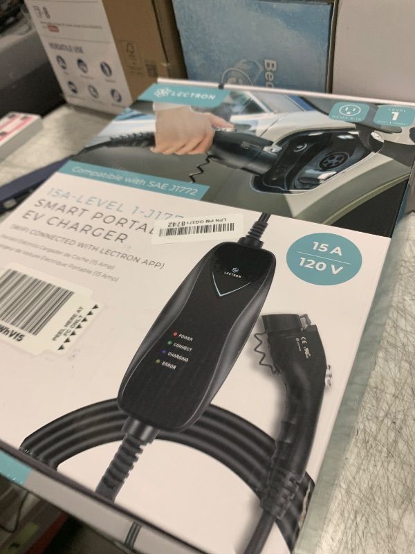 Photo 1 of Lectron Level 1 J1772 Charger (WiFi Version) - 120V, 15 Amp, NEMA 5-15 Plug, 16 ft Extension Cord - Portable Electric Car Charger for J1772 Evs