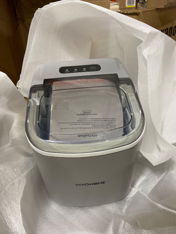Photo 1 of VIVOHOME Electric Portable Compact Countertop Automatic Chewable Nugget Ice Cube Maker Machine with Hand Scoop 10 Ice Bags and Self Cleaning Function 33lbs/Day Silver