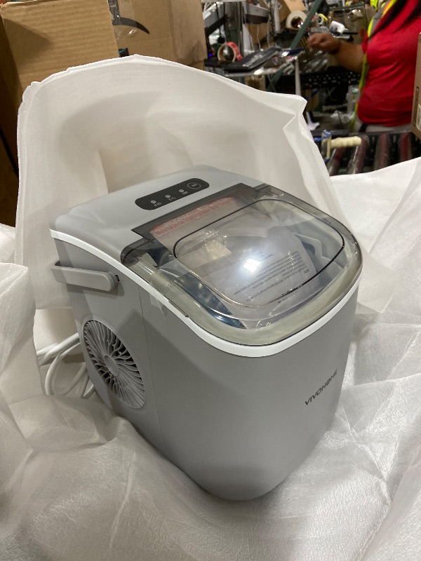 Photo 1 of VIVOHOME Electric Portable Compact Countertop Automatic Chewable Nugget Ice Cube Maker Machine with Hand Scoop 10 Ice Bags and Self Cleaning Function 33lbs/Day Silver