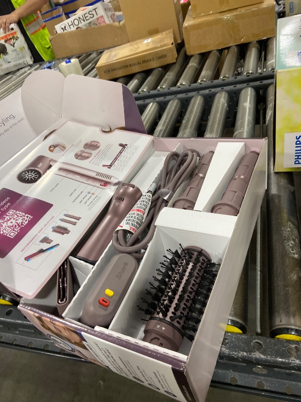 Photo 1 of Shark FlexFusion Hair Straightener & Powerful Hair Dryer with Fusion Hair Brush, Ceramic Air Styler with Auto-Wrap Curlers & Concentrator, Ceramic Plates, Cosmic Blush HD641S