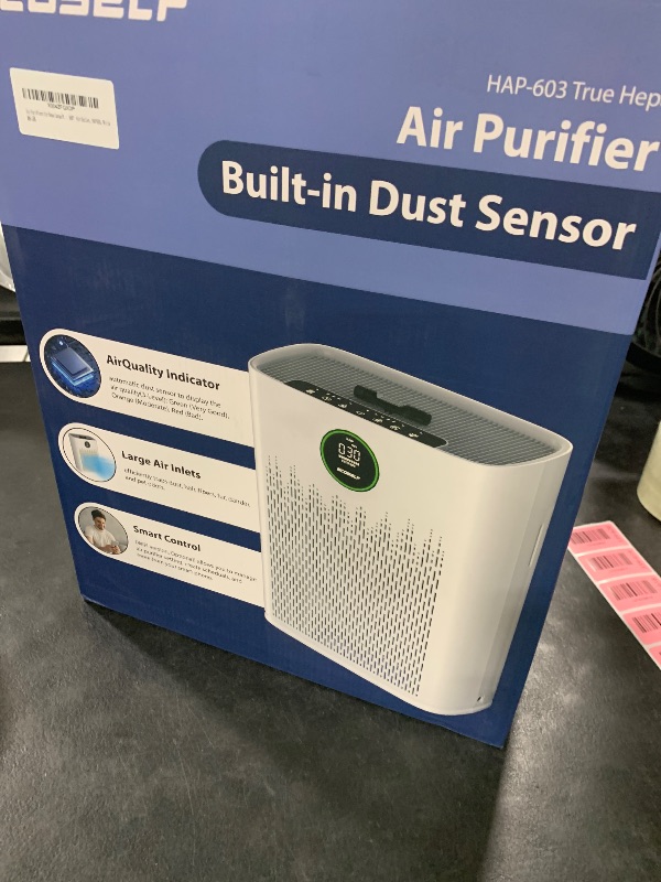 Photo 1 of Air Purifiers for Home Large Room, Cover Up to 2400 Ft² with True HEPA Filter, Smart Mode, PM2.5 Air Quality Display, 22dB Sleep Mode, Aromatherapy with 2X-Purification & 360°Air Outlet, HAP603