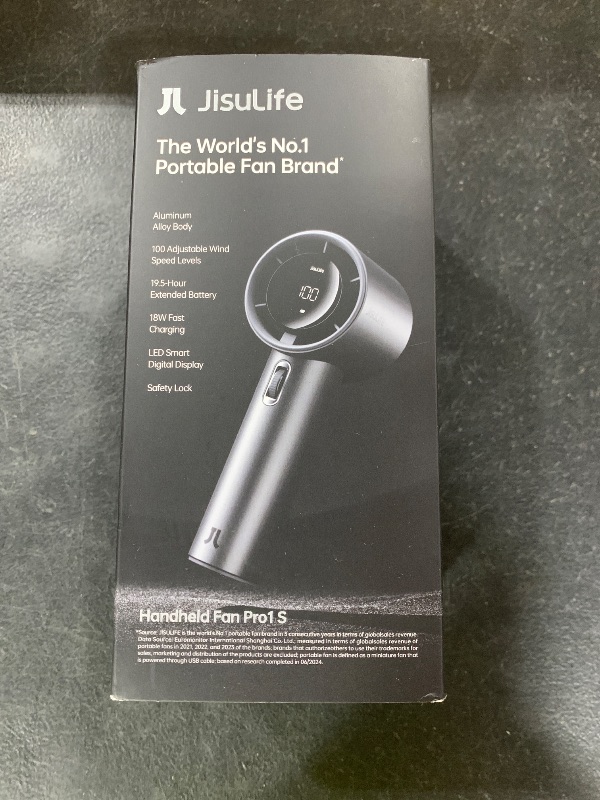 Photo 1 of JISULIFE Handheld Fan Pro Series - Extreme Cooling Output: 1-100 Speed Scroll Wheel, Metal Body, Digital Display, 1.5H Fast Charge, 5000mAh-Portable Fan for Travel Outdoor, Gifts for Women Men(Grey)