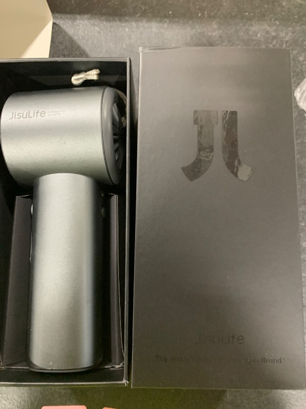 Photo 1 of JISULIFE Handheld Fan Pro Series - Extreme Cooling Output: 1-100 Speed Scroll Wheel, Metal Body, Digital Display, 1.5H Fast Charge, 5000mAh-Portable Fan for Travel Outdoor, Gifts for Women Men(Grey)