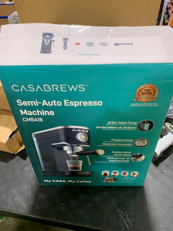 Photo 1 of CASABREWS CM5418 Espresso Machine 20 Bar, Stainless Steel Espresso Maker with Milk Frother, Compact Cappuccino Machine for Home, Small Espresso Coffee Machine for Latte, Black