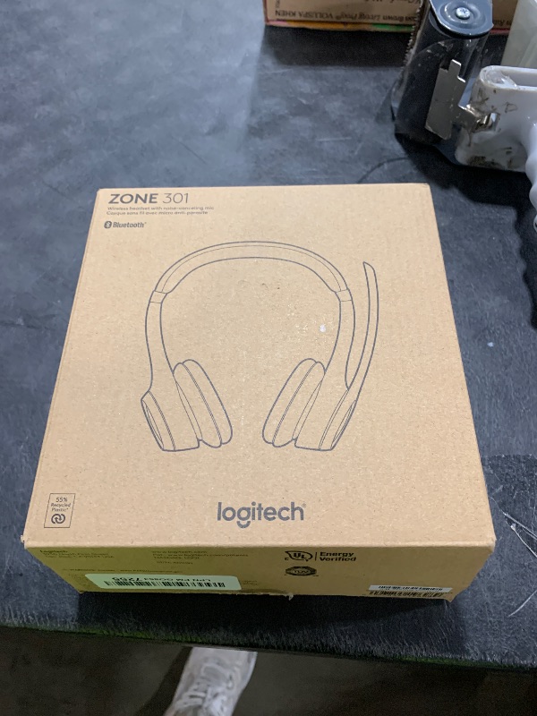 Photo 1 of Logitech Zone 301 Wireless Bluetooth Headset with Noise-Canceling Microphone, Compatible with Windows, Mac, Chrome, Linux, iOS, iPadOS, Android – Graphite