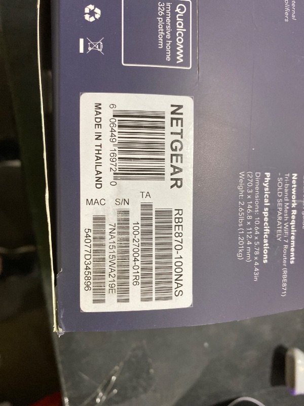 Photo 1 of NETGEAR Orbi 870 Series (RBE870) Tri-Band WiFi 7 Mesh Add-on Satellite – Works with RBE872 and RBE873 – Security Features, Adds Coverage Up to 3,000 Sq. Ft. - BE21000 802.11be (Up to 21 Gbps)