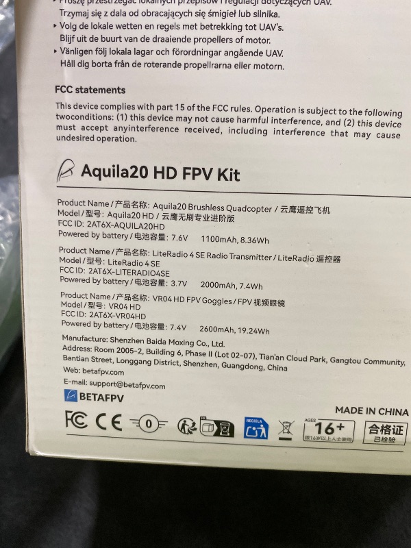 Photo 1 of BETAFPV Aquila20 HD FPV Kit with 1080P Camera, Altitude Hold, DVR Function, Built-in P1 HD Digital VTX, Supported 3 Modes, 2S Propulsion System Remote Controller Drone Quadcopter for FPV Beginner