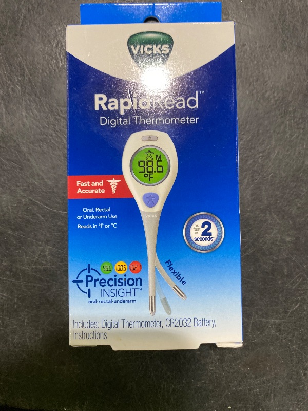 Photo 1 of Vicks RapidRead Digital Thermometer, Temperature Readings in 2 Seconds, Use as Oral Thermometer for Adults and Baby, Rectal Thermometer or Under Arm, Water Resistant