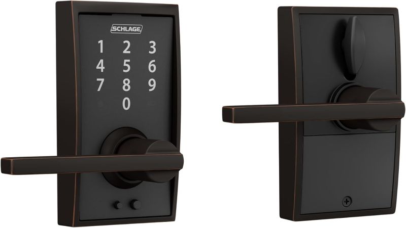 Photo 1 of Schlage Touch Century Electronic Lock with Lever Handle, Touchscreen Keypad, Keyless Front Door Entry, Aged Bronze, FE695 CEN 716 LAT