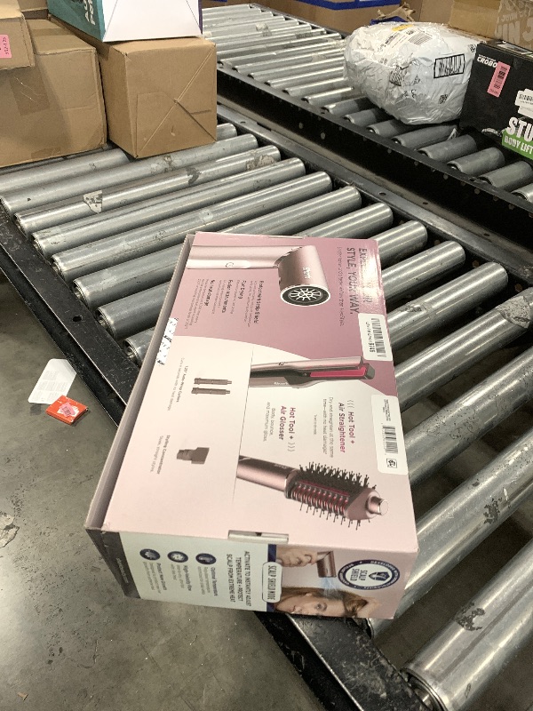 Photo 1 of Shark FlexFusion Hair Straightener & Powerful Hair Dryer with Fusion Hair Brush, Ceramic Air Styler with Auto-Wrap Curlers & Concentrator, Ceramic Plates, Cosmic Blush HD641S