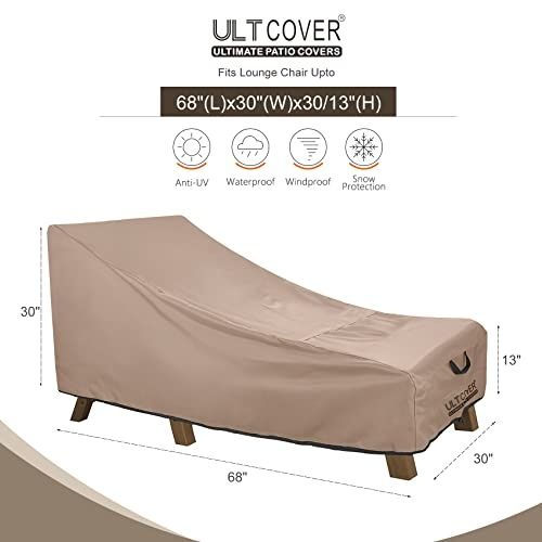 Photo 1 of ULTCOVER Waterproof Patio Lounge Chair Cover Heavy Duty Outdoor Chaise Lounge Covers  - 68L X 30W X 30H Inch
