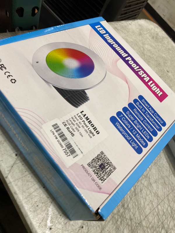 Photo 1 of Lamroro 60W 10 Inch LED Pool Light for Inground Pool, Color Changing Underwater Light with APP/Remote/Controller, 12V Safe Low Voltage, IP68 Waterproof, Fits 10" Wet Niches, 50FT Cord